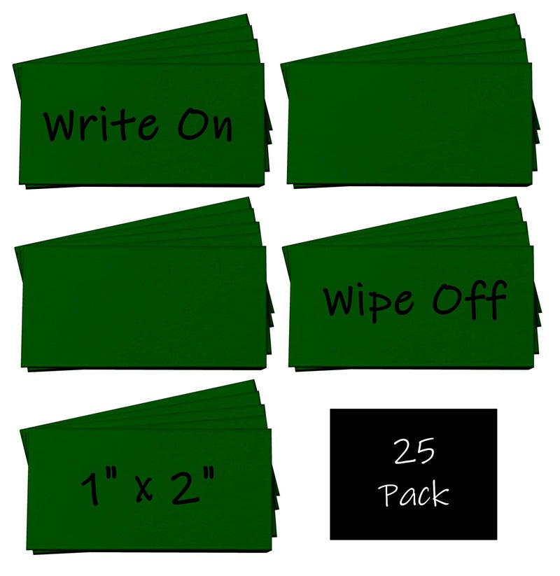 MV Magna Visual Magna Visual 1" x 2" Green Pre-Cut Write On Wipe Off Magnetic Strips 25 Pack - Image 2